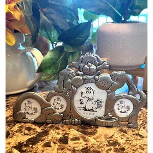 Pewter Finish Dog Collage Photo Frame For 4 Photos